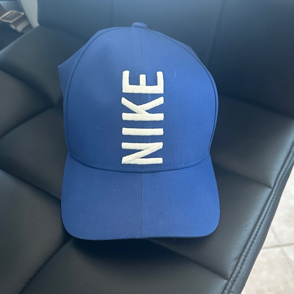 Nike Royal Blue Curved Brim Cap with Vertical White Logo